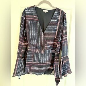 Parker Modern Grey and Pink Patterned Blouse